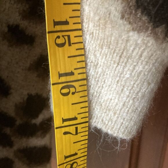 H&M animal print jacquard wool blend long open brown cardigan Sz S - Picture 7 of 9